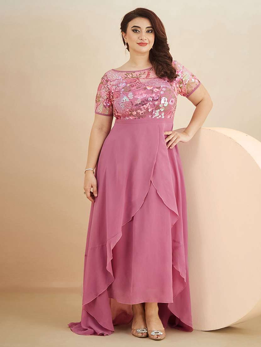 women embroidered short sleeves layered dress
