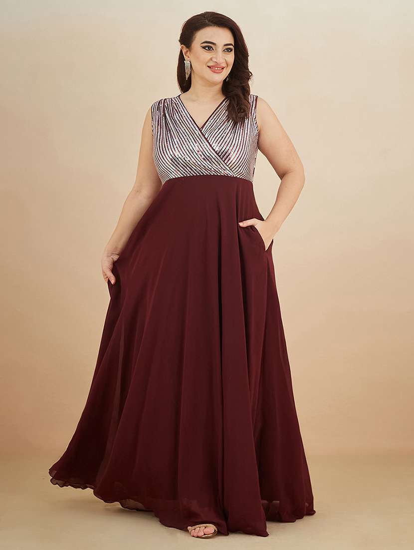 women sequined sleeveless gown