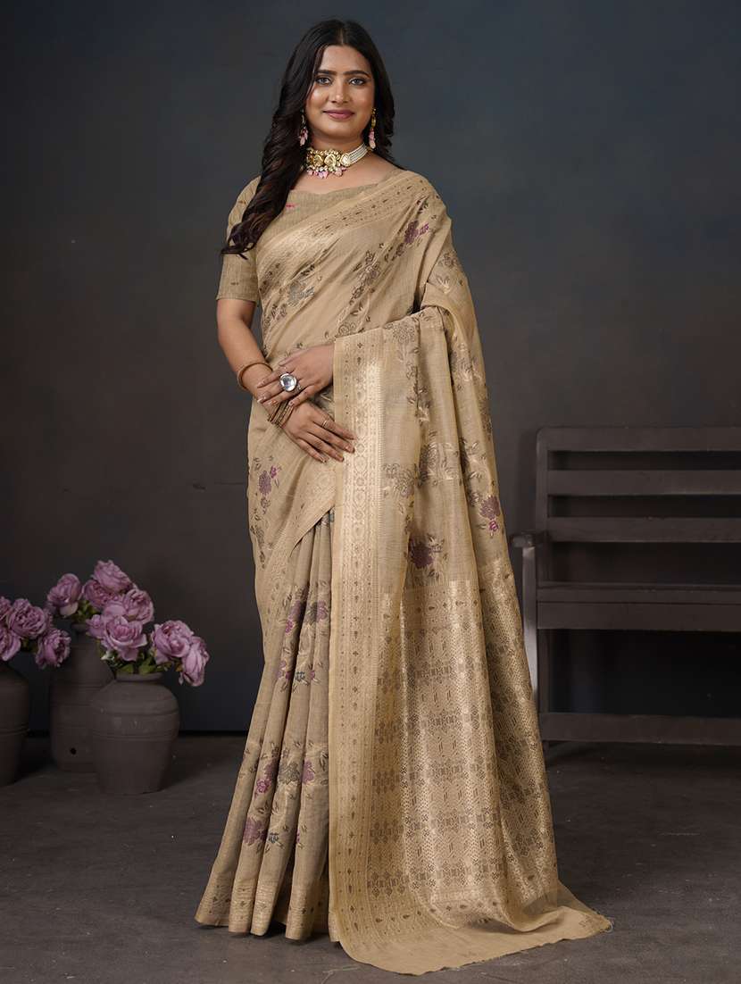 women self design banarasi saree with blouse