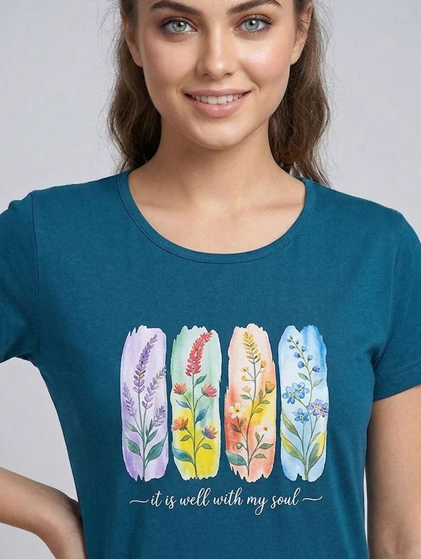 women printed short sleeve loungewear t-shirt - 22450939 -  Standard Image - 1