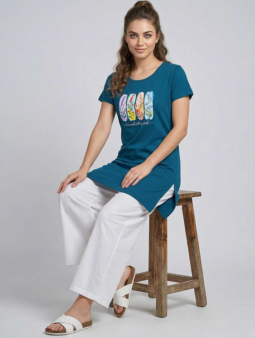 women printed short sleeve loungewear t-shirt - 22450939 -  Standard Image - 4