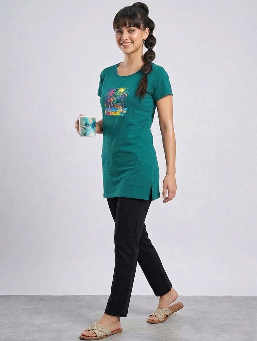 women printed short sleeve loungewear t-shirt - 22450976 -  Standard Image - 4