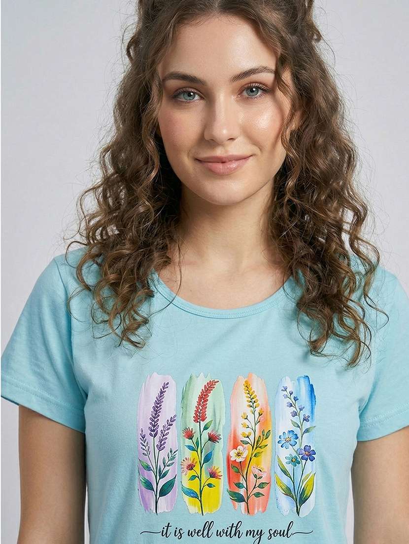 women printed short sleeve loungewear t-shirt - 22451008 -  Standard Image - 1