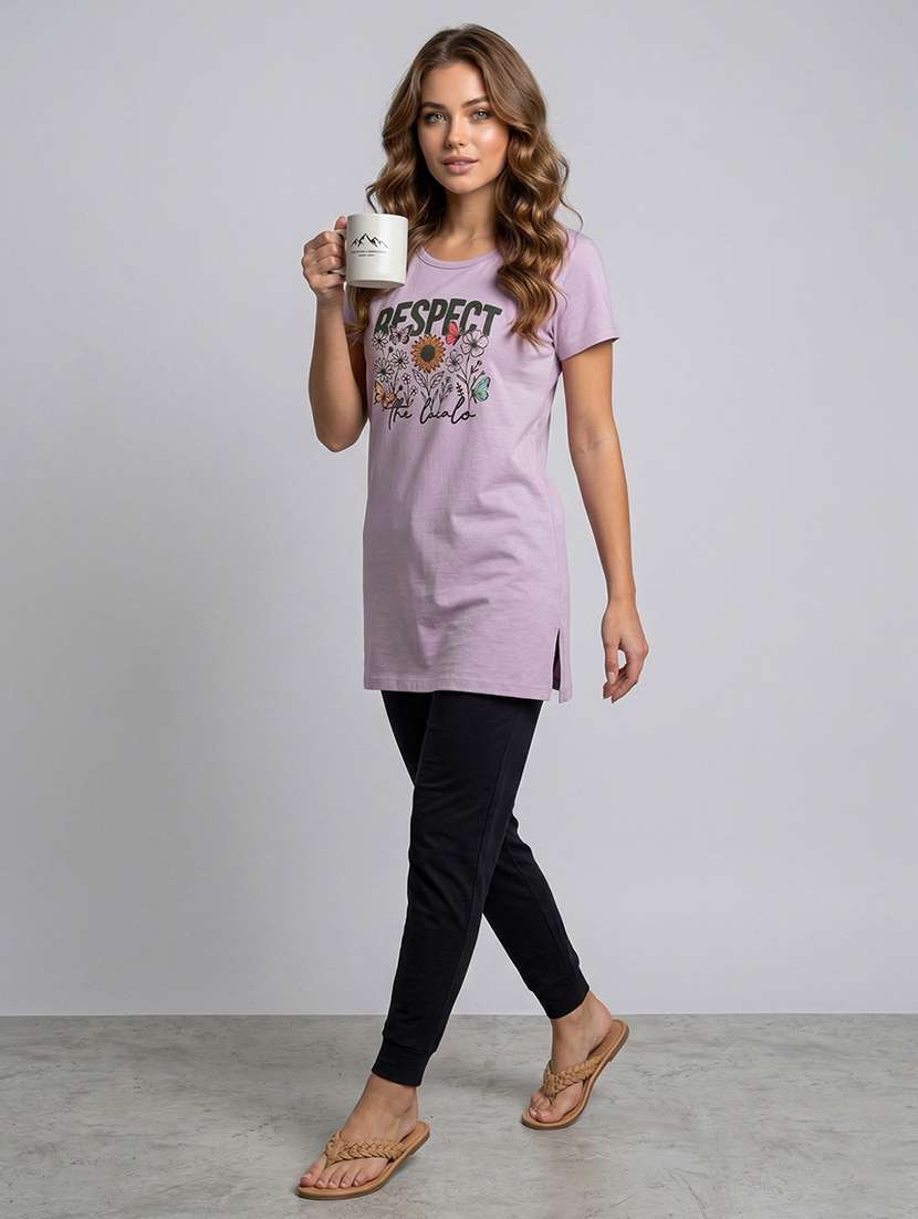 women printed short sleeve loungewear t-shirt - 22451132 -  Standard Image - 4