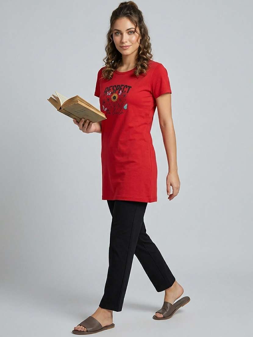 Women Printed Short Sleeve Loungewear T-shirt - 22451135 -  Standard Image - 4