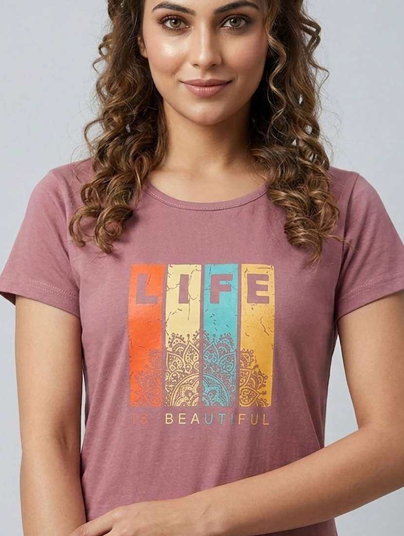 women printed short sleeve loungewear t-shirt - 22451171 -  Standard Image - 1