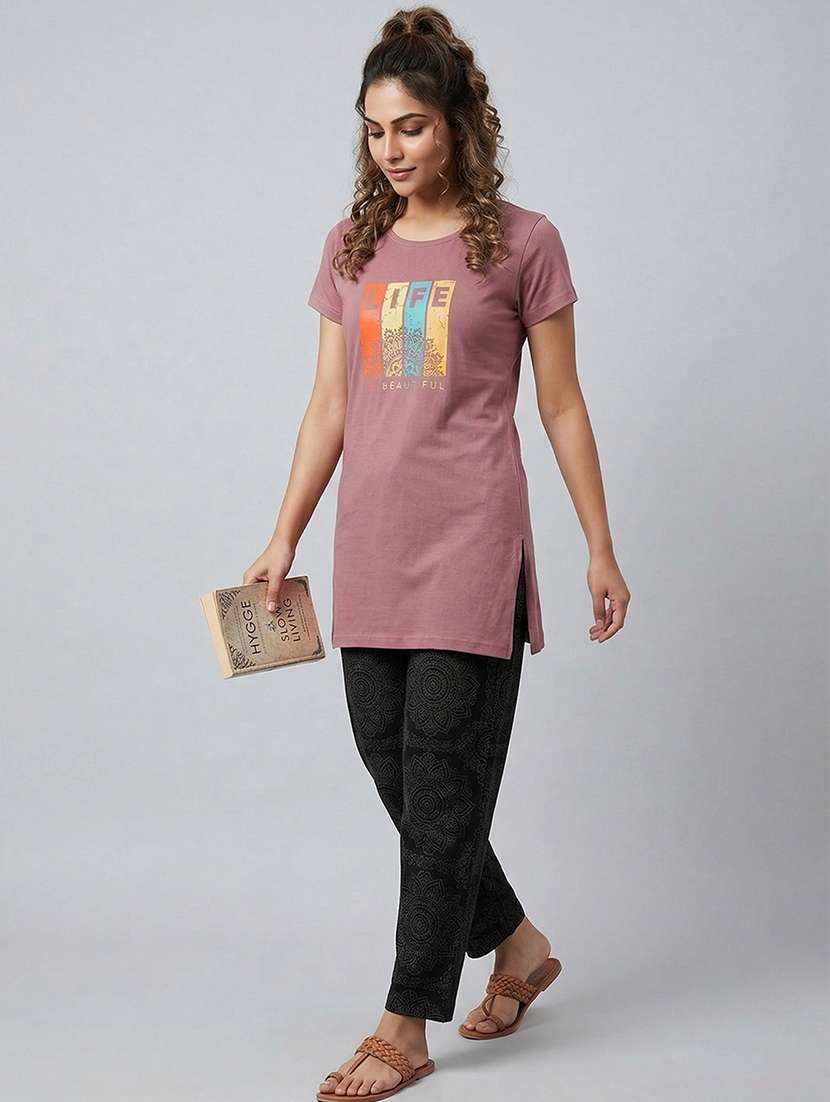 women printed short sleeve loungewear t-shirt - 22451171 -  Standard Image - 4