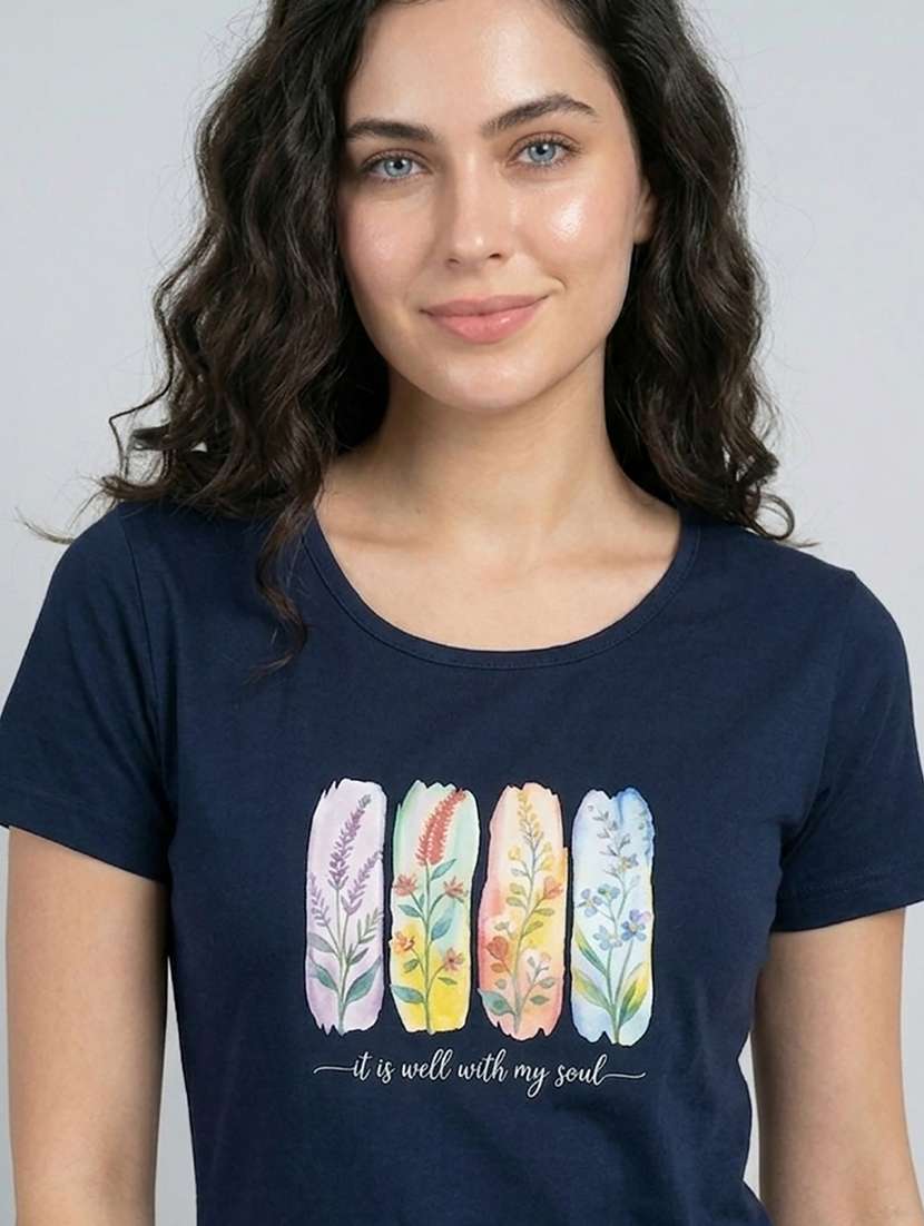 women printed short sleeve loungewear t-shirt - 22451255 -  Standard Image - 1