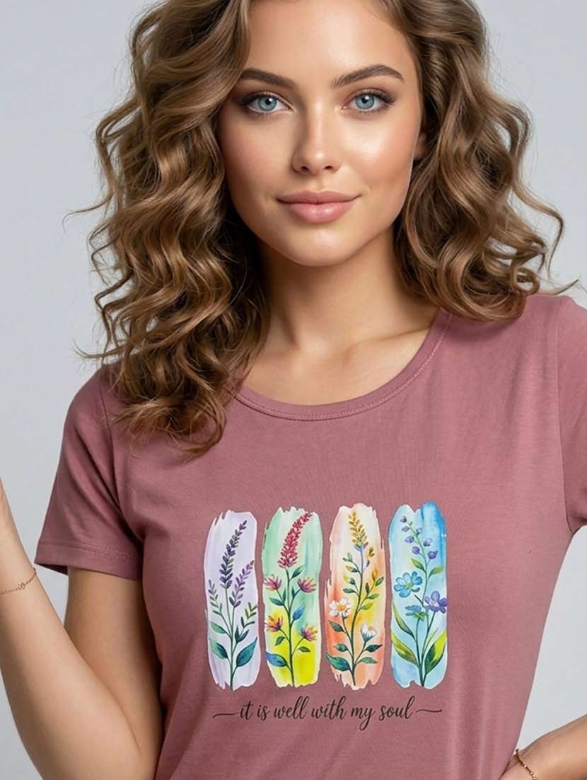 women printed short sleeve loungewear t-shirt - 22451259 -  Standard Image - 1