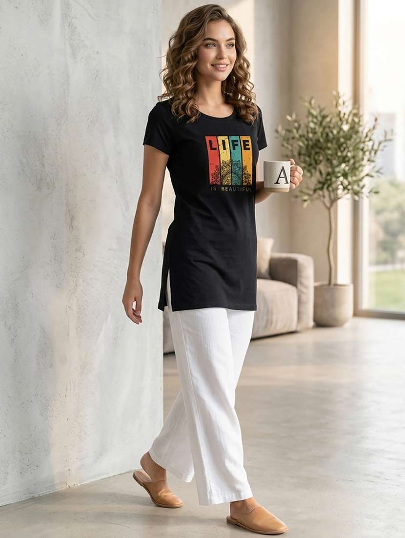 women printed short sleeve loungewear t-shirt - 22451276 -  Standard Image - 4