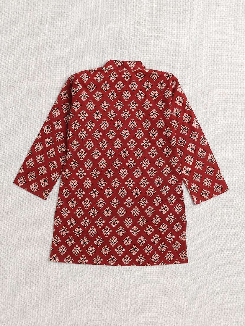 boys printed mandarin neck kurta pyjama set - 22451296 -  Standard Image - 1