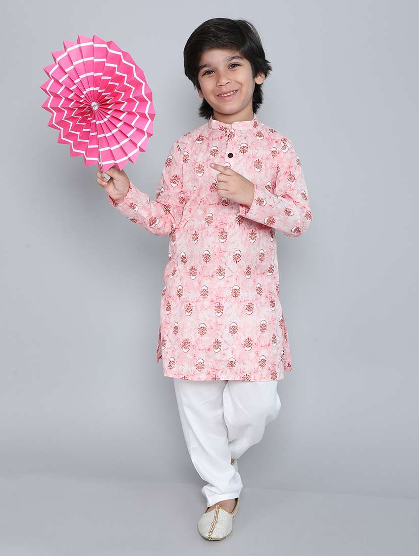boys printed mandarin neck kurta pyjama set - 22451300 -  Standard Image - 1