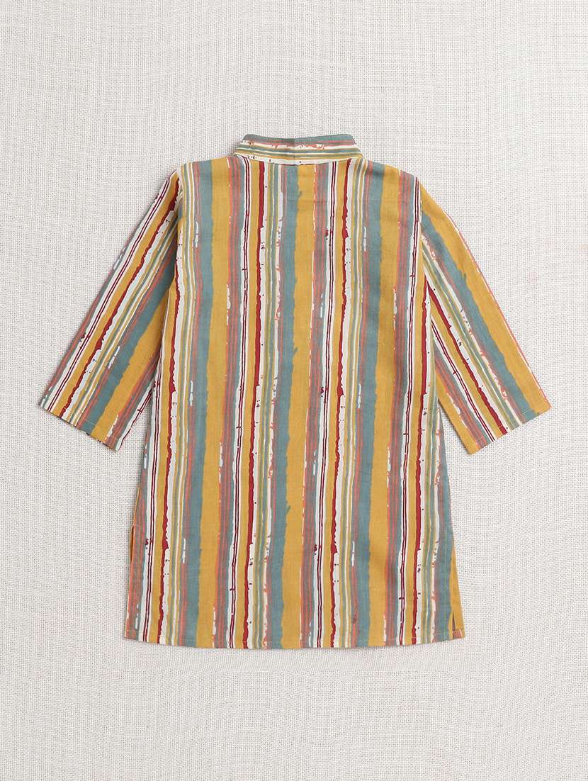 boys striped mandarin neck kurta pyjama set - 22451301 -  Standard Image - 1