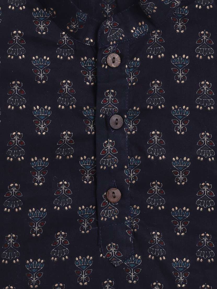 boys printed mandarin neck kurta pyjama set - 22451302 -  Standard Image - 4