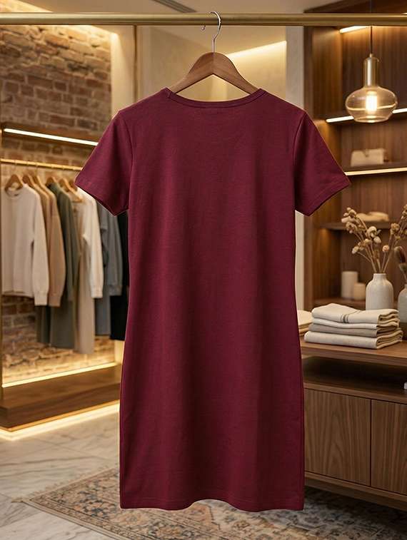 women maroon cotton blend regular t-shirt - 22451379 -  Standard Image - 4