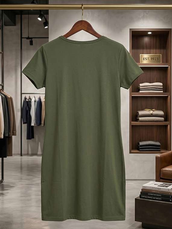 women olive cotton blend regular t-shirt - 22451381 -  Standard Image - 4