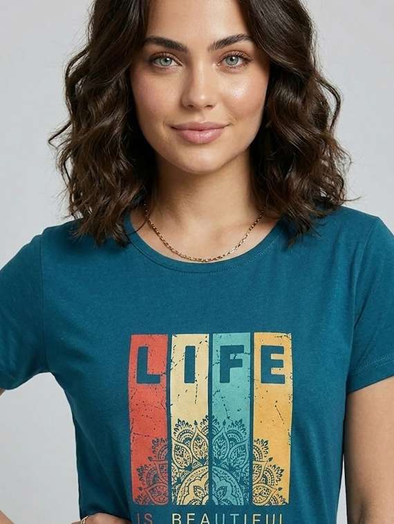 women printed round neck t-shirt - 22451400 -  Standard Image - 1