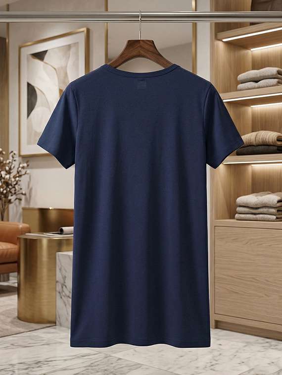 women navy blue cotton blend regular t-shirt - 22451403 -  Standard Image - 4