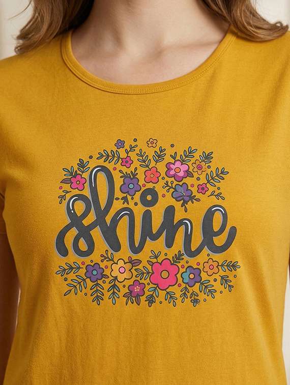 women yellow cotton blend regular t-shirt - 22451424 -  Standard Image - 1