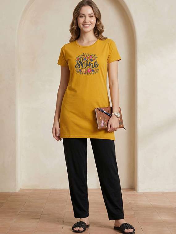 women yellow cotton blend regular t-shirt - 22451424 -  Standard Image - 4