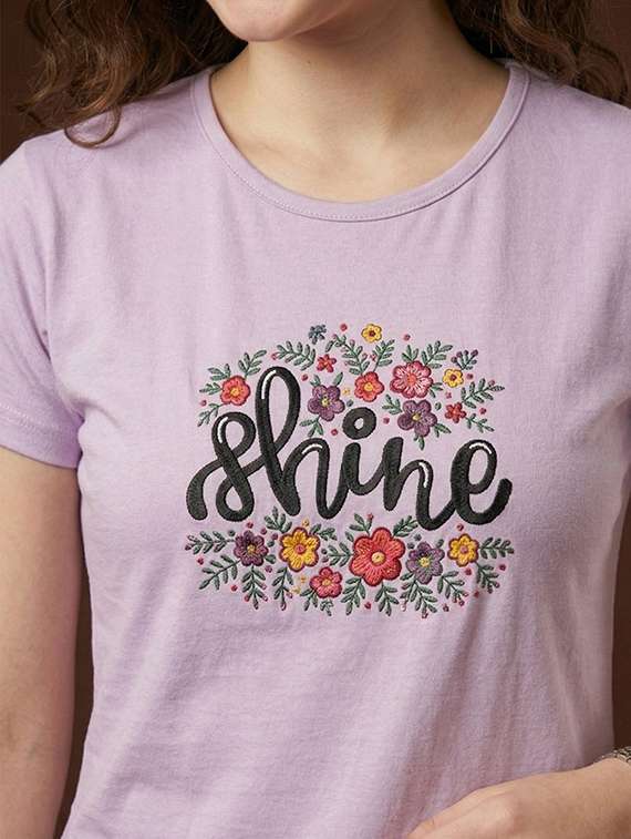 women purple cotton blend regular t-shirt - 22451425 -  Standard Image - 1