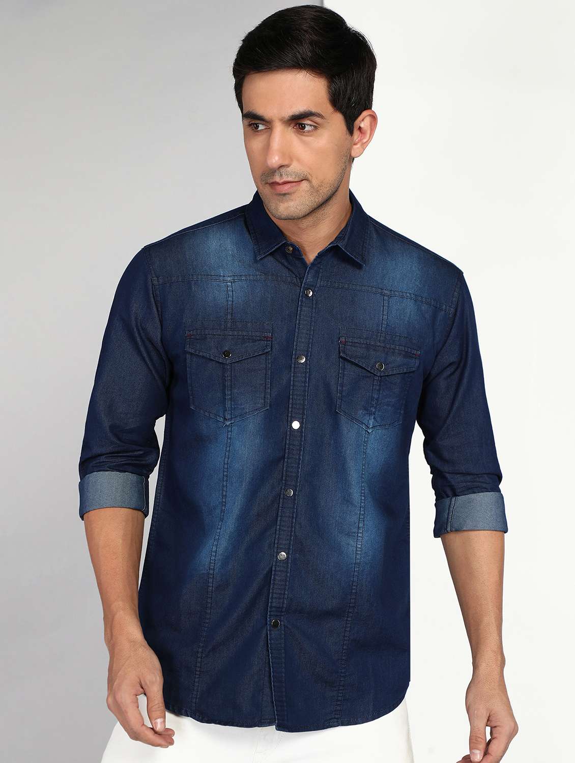 men solid long sleeve regular fit casual shirt