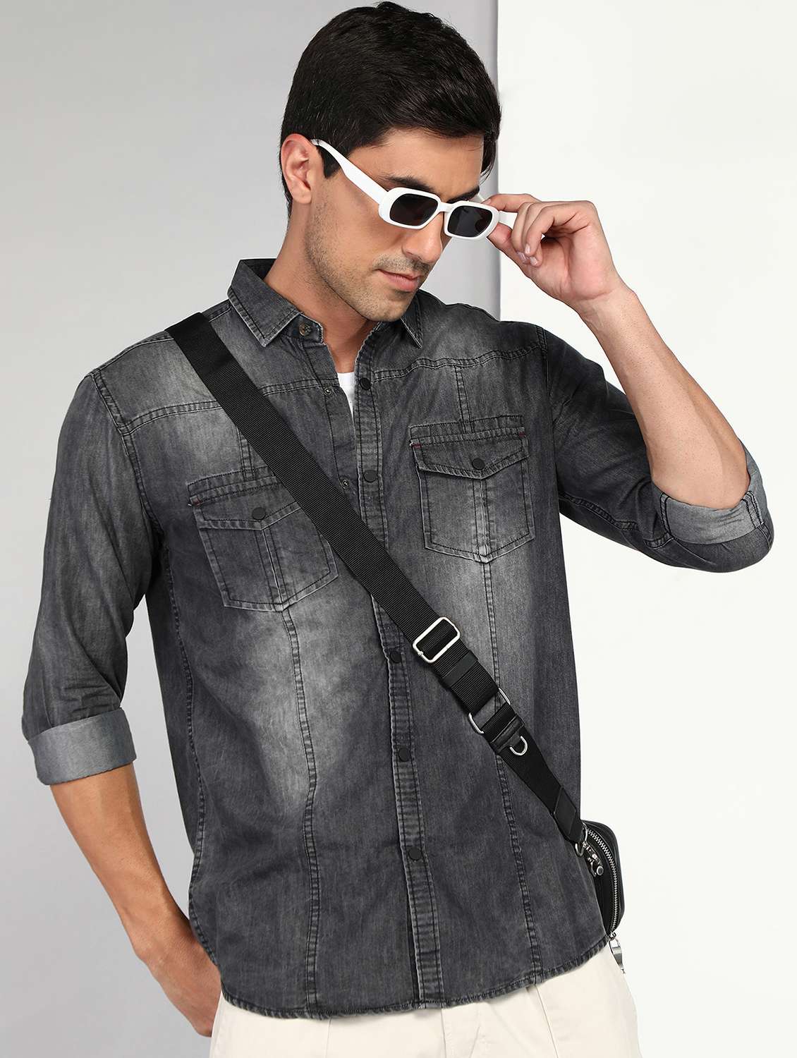 men solid long sleeve regular fit casual shirt