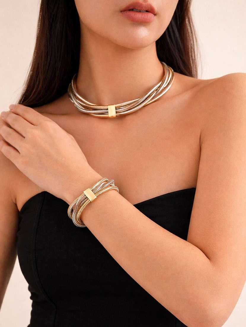 multilayer snake chain choker & bracelet set for women - 22451516 -  Standard Image - 1