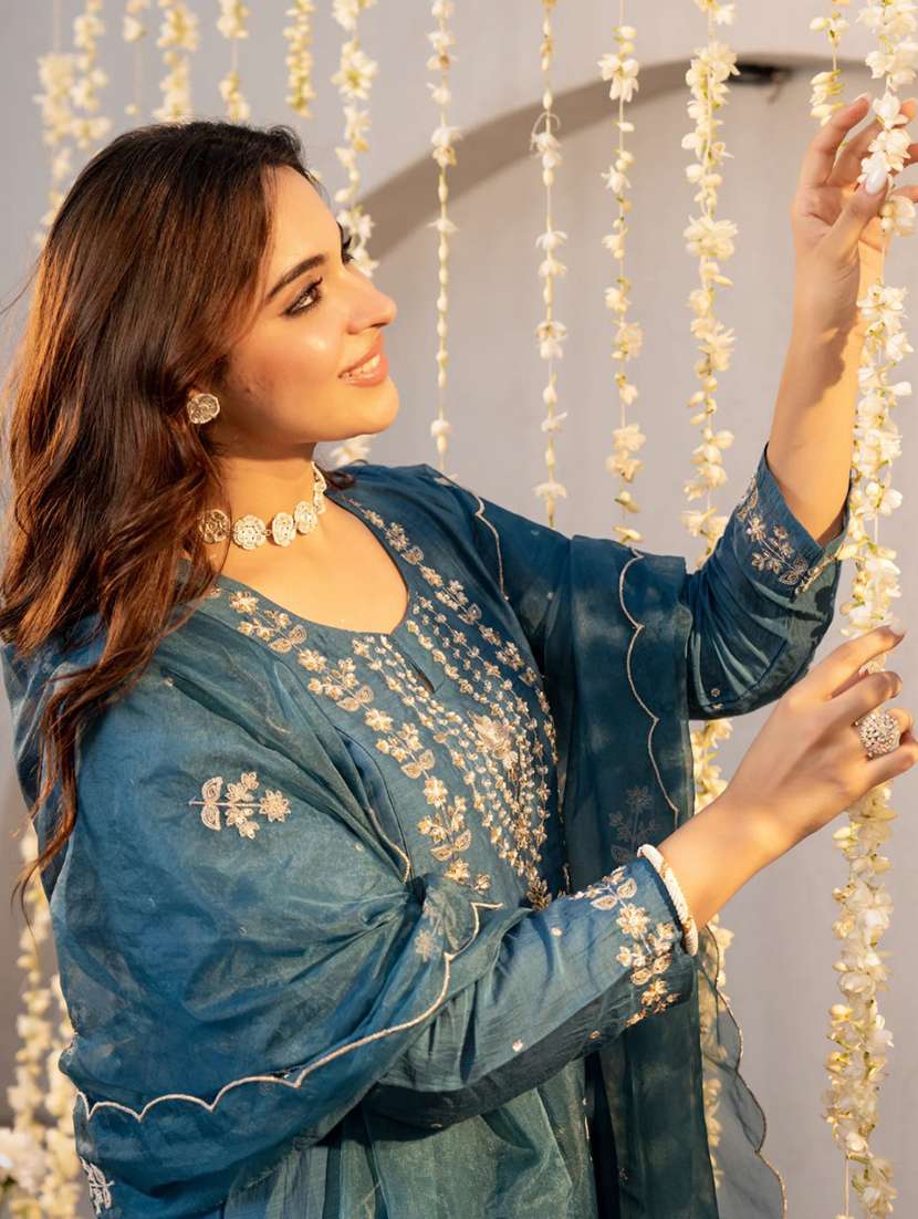 women blue kurta pant set - 22451546 -  Standard Image - 1