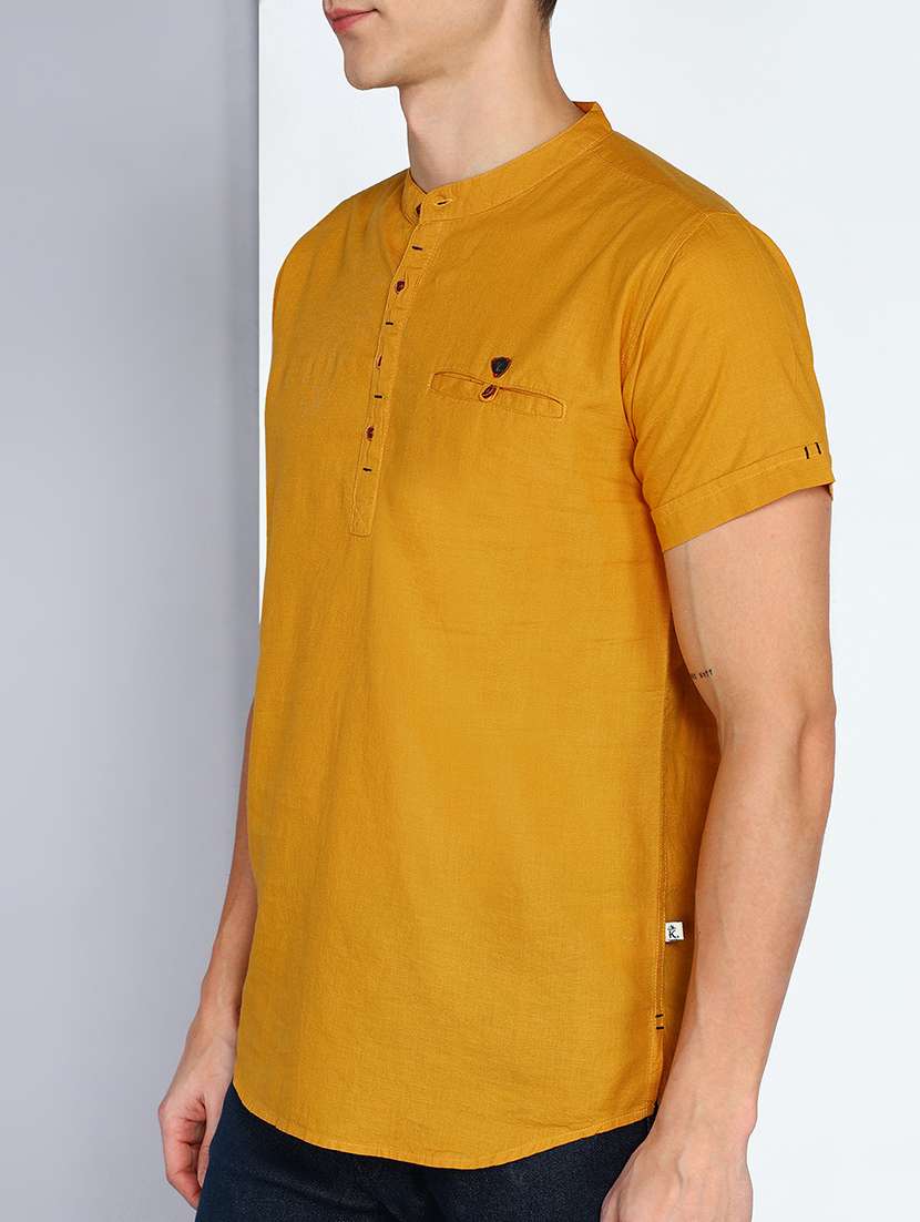 men solid mandarin neck short kurta - 22451614 -  Standard Image - 1