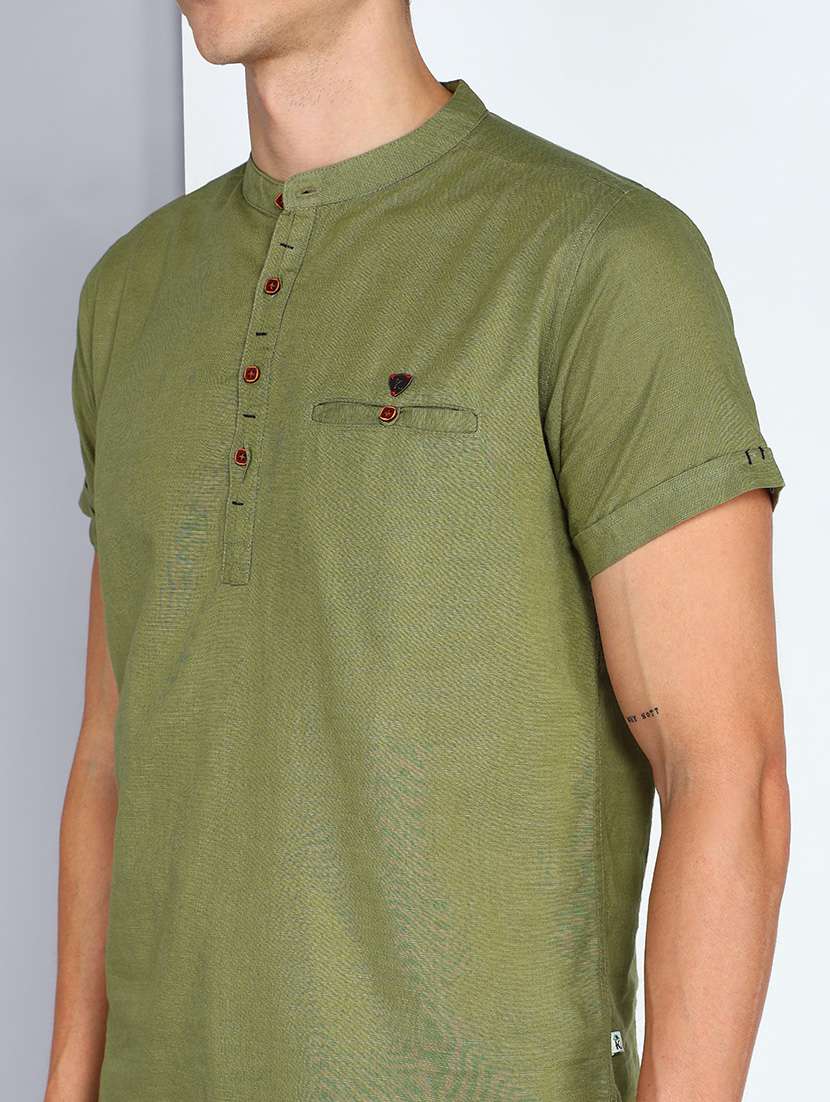 men solid mandarin neck short kurta - 22451616 -  Standard Image - 1