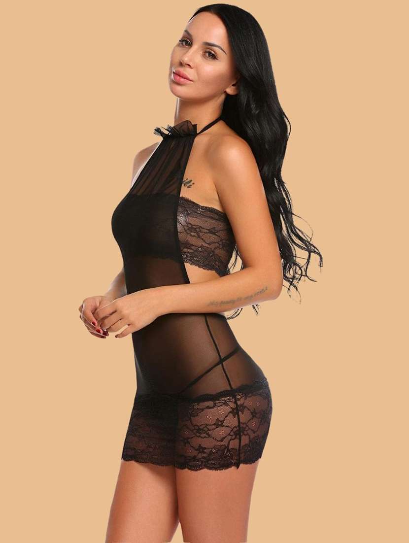 women solid black nylon camisole - 22451673 -  Standard Image - 1