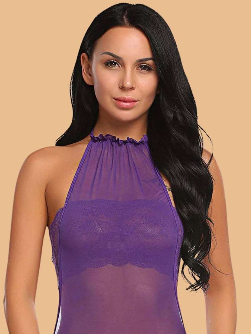 women solid purple nylon camisole - 22451674 -  Standard Image - 1
