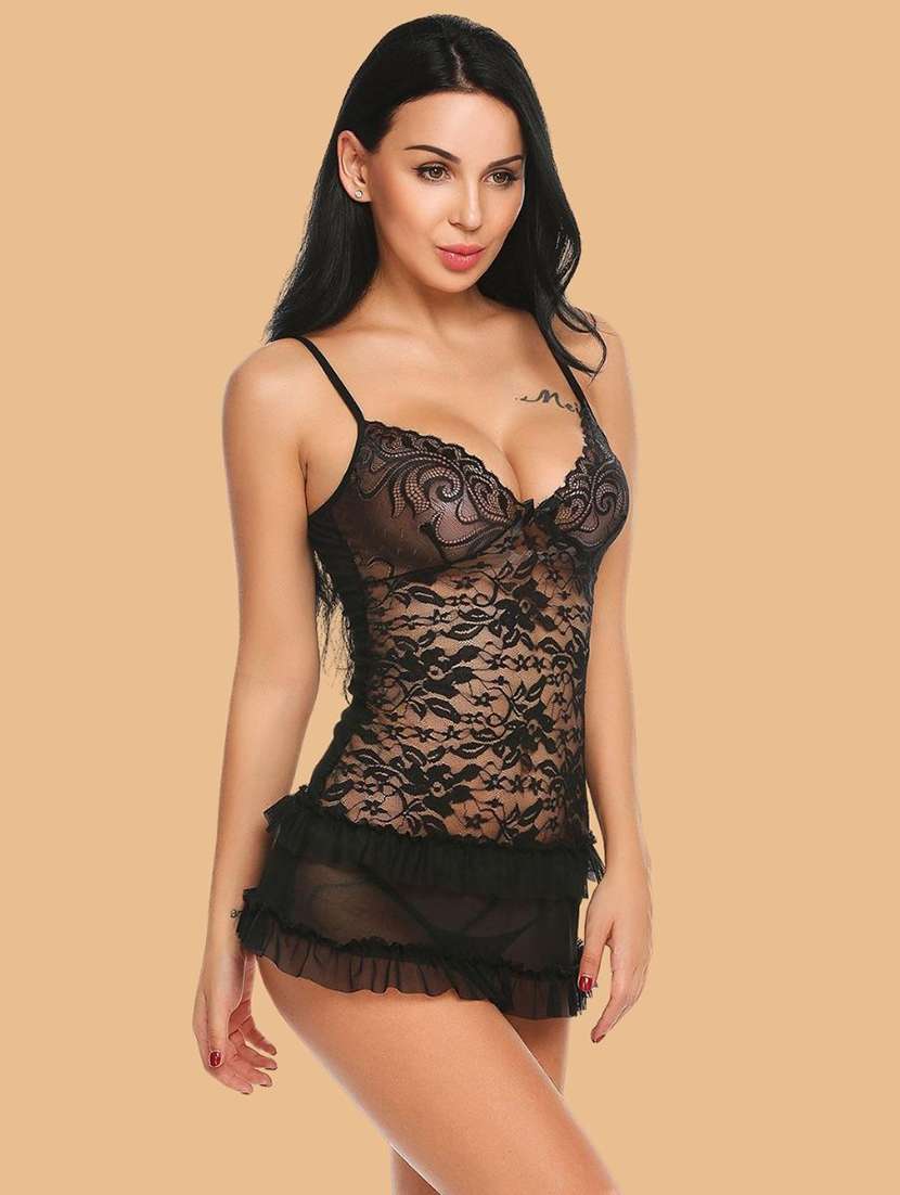 women solid black nylon camisole - 22451677 -  Standard Image - 1