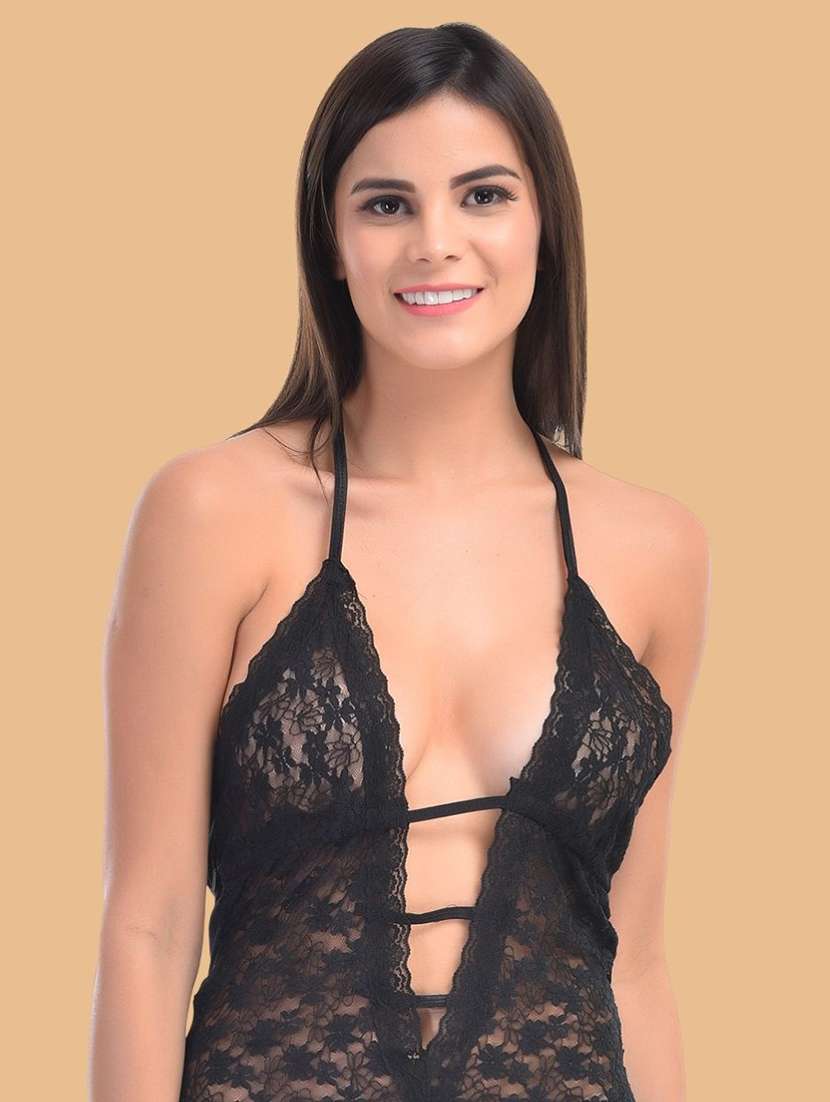 women solid black nylon camisole - 22451688 -  Standard Image - 1