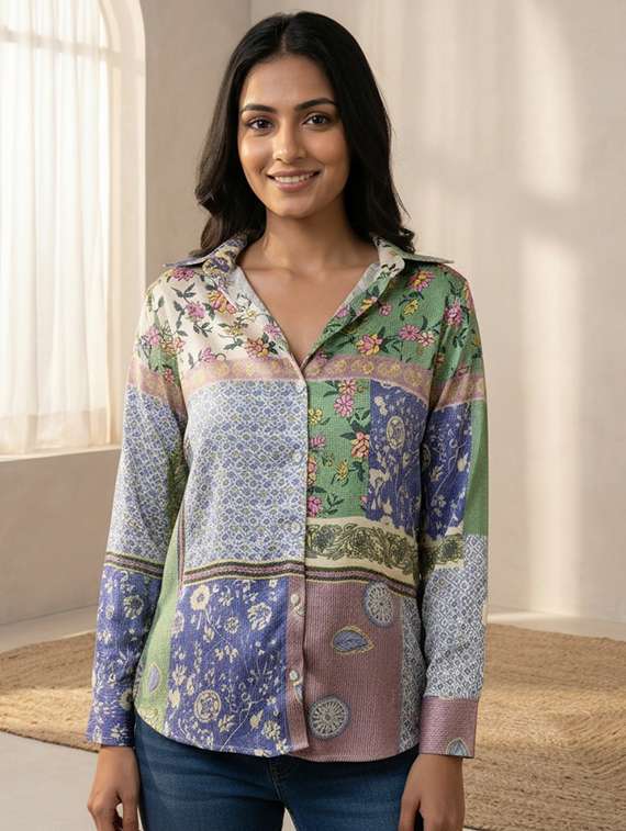 women printed long sleeve regular fit shirt - 22451712 -  Standard Image - 1