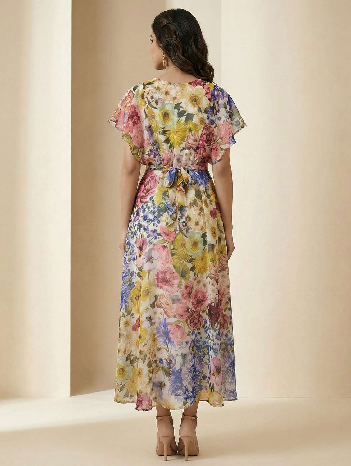 women floral printed round neck a-line dress - 22451716 -  Standard Image - 4