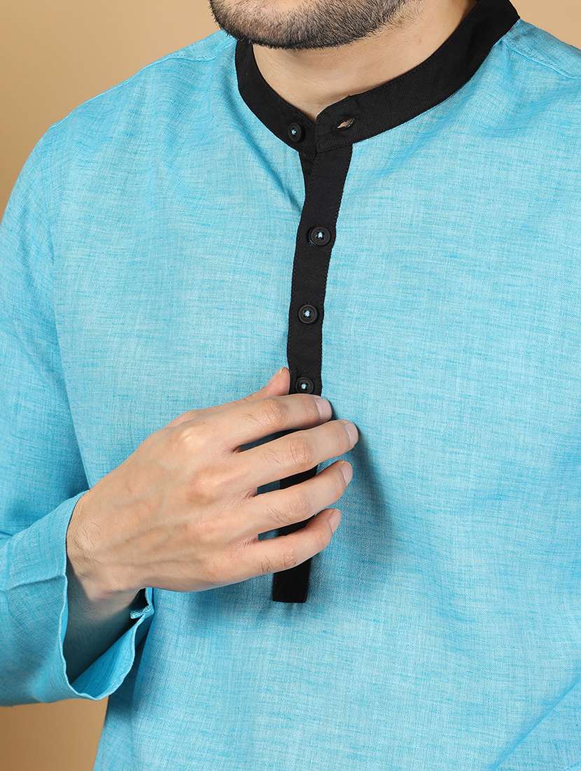 men solid mandarin neck long kurta - 22451759 -  Standard Image - 1