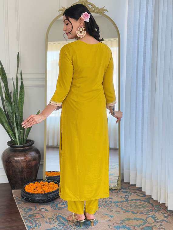 women yellow kurta pant set - 22451851 -  Standard Image - 4