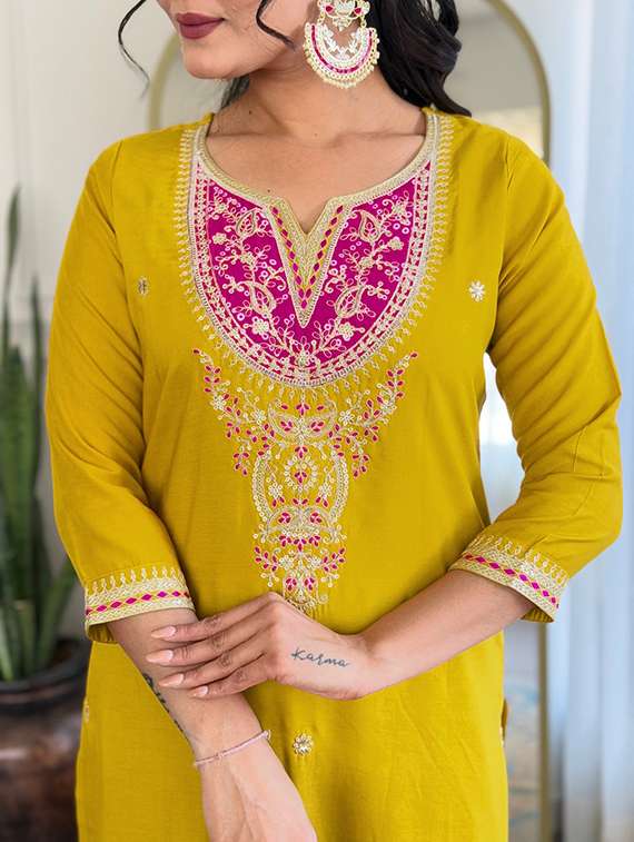 women yellow kurta pant set - 22451851 -  Standard Image - 6
