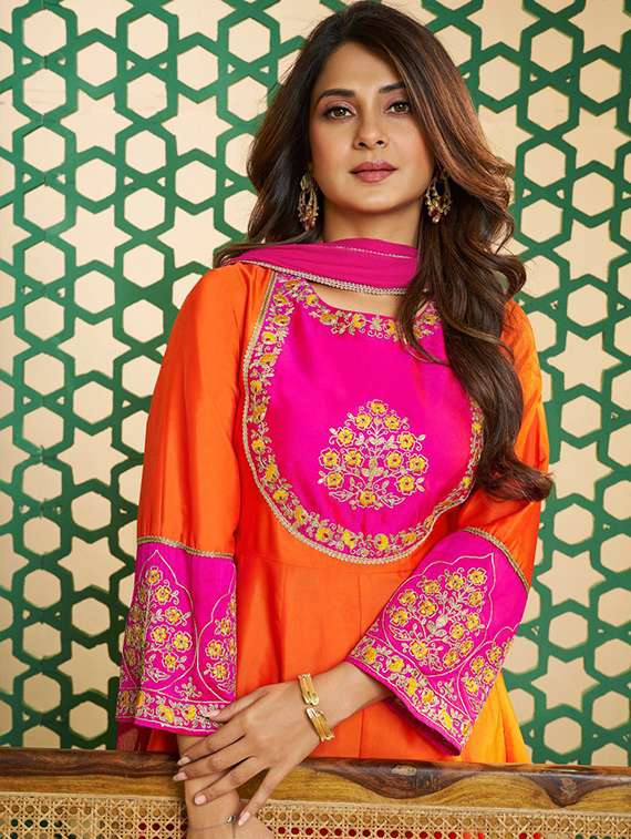 women orange kurta pant set - 22451877 -  Standard Image - 1