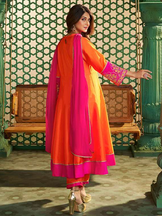 women orange kurta pant set - 22451877 -  Standard Image - 4
