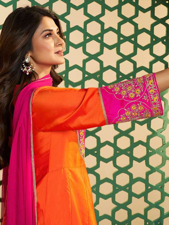 women orange kurta pant set - 22451877 -  Standard Image - 6