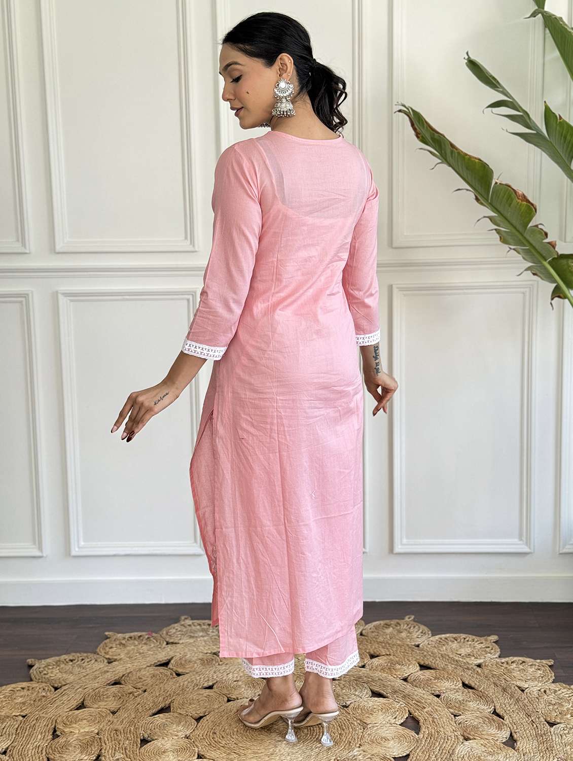 women peach kurta pant set - 22451883 -  Standard Image - 4