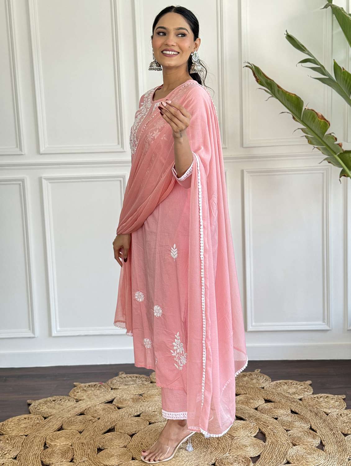 women peach kurta pant set - 22451883 -  Standard Image - 6