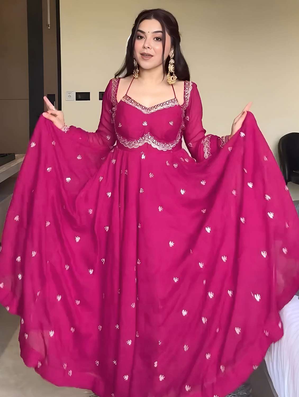 women pink self design  anarkali sets set - 22451886 -  Standard Image - 4