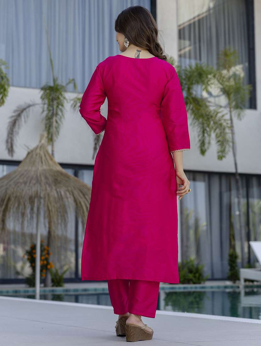 women pink kurta pant set - 22451889 -  Standard Image - 4