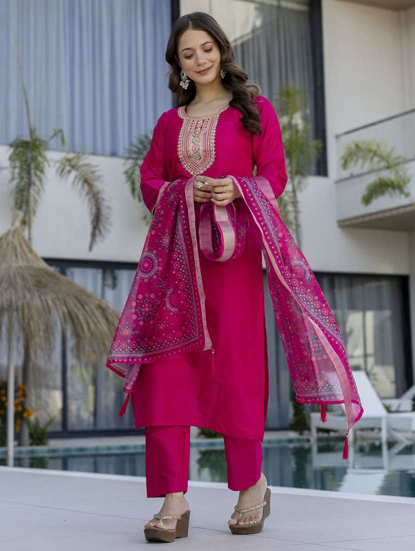 women pink kurta pant set - 22451889 -  Standard Image - 6