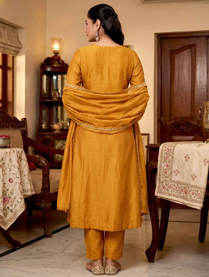 women mustard kurta pant set - 22451894 -  Standard Image - 4