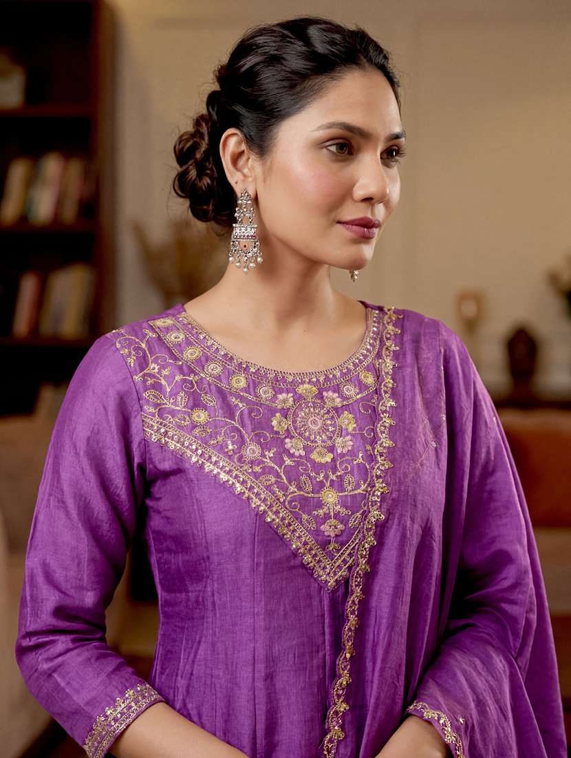 women purple kurta pant set - 22451895 -  Standard Image - 1